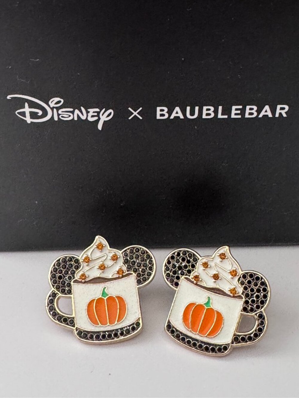 Disney x BaubleBar Mickey Pumpkin Spice Latte Stud Earrings Halloween
